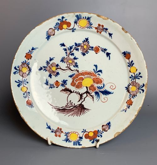 18th Century English Delft Polychrome Plate