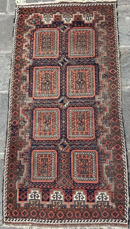 Antique Caucasian Belouche Medallion Rug