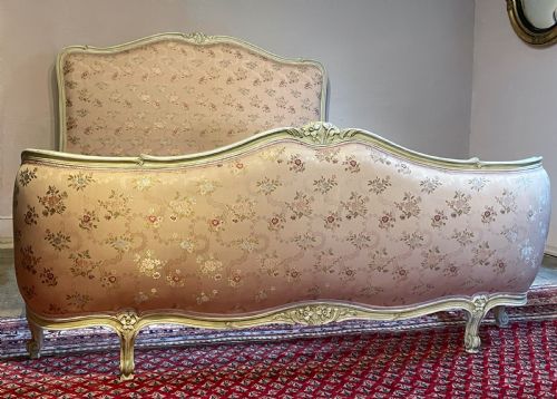 Vintage French Painted Demi-corbeille Kingsize Bed in Louis Xv Style