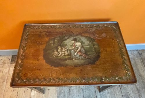 GEORGIAN SILVER TABLE PAINTED WITH A NEOCLASSICAL SCENE - ADDITIONAL PHOTO 4