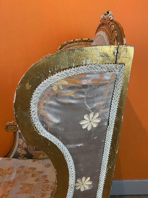 19TH CENTURY FRENCH GILTWOOD WINGBACK ARMCHAIR - ADDITIONAL PHOTO 4