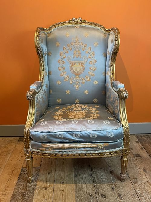 19TH CENTURY FRENCH GILTWOOD WINGBACK ARMCHAIR - ADDITIONAL PHOTO 6