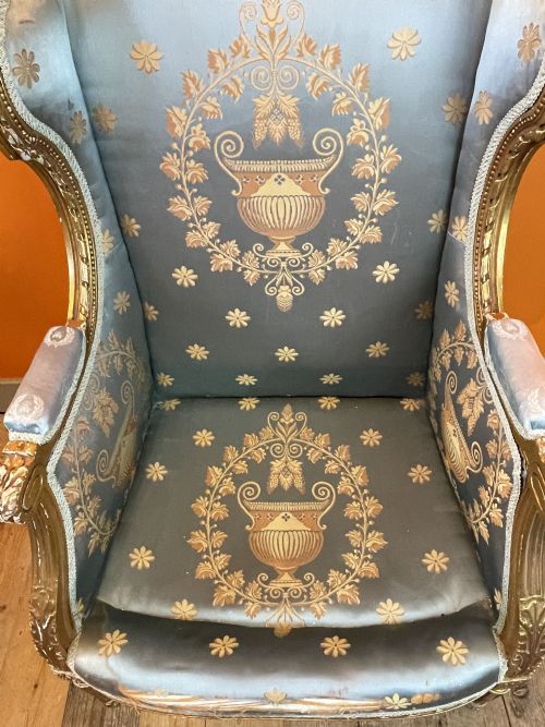 19TH CENTURY FRENCH GILTWOOD WINGBACK ARMCHAIR - ADDITIONAL PHOTO 7