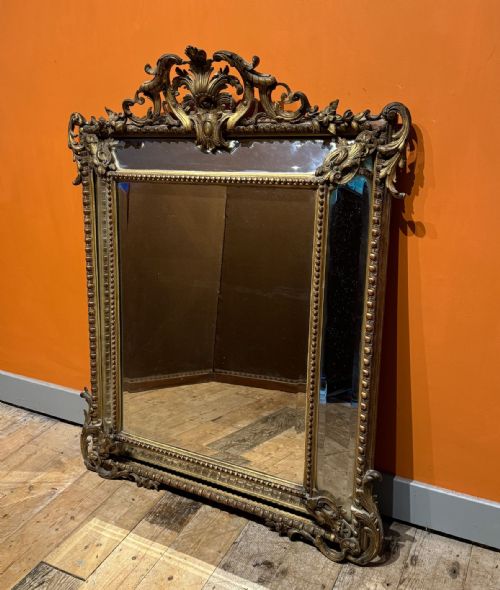 Antique French Giltwood Cushion Shaped Mirror in Louis Xvi Style