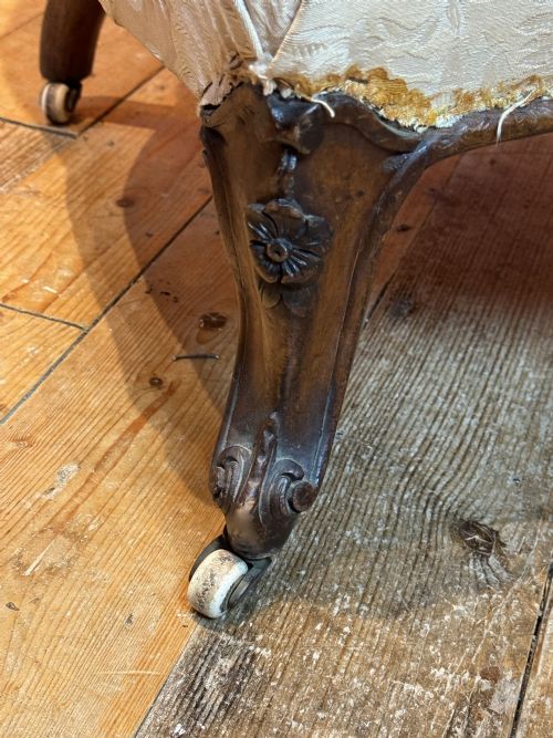 VICTORIAN IRON FRAMED BUTTON BACK ARMCHAIR - ADDITIONAL PHOTO 2