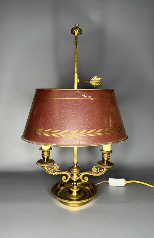 fig 1. Regency Style Gilt Brass & Toleware Bouillotte Table Lamp
