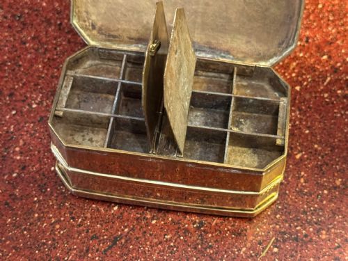fig 1. Antique Double Sided Brass Tobacco Box dated 1867