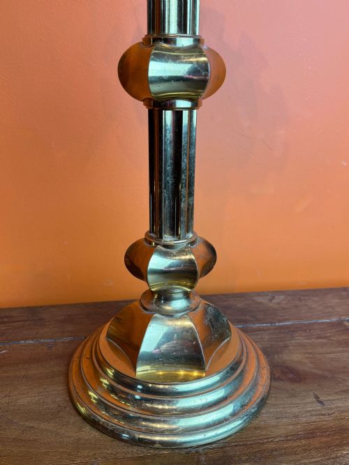 PAIR OF GILTBRASS ECCLESIASTICAL CANDLESTICKS - ADDITIONAL PHOTO 4