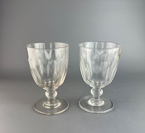 LARGE PAIR OF ANTIQUE CUT GLASS RUMMERS