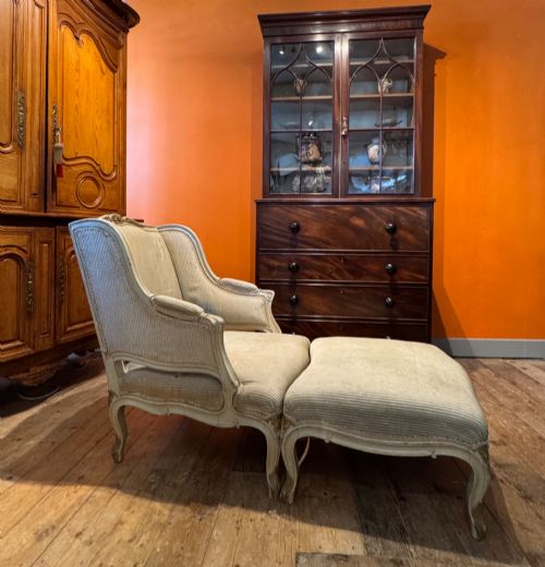 FRENCH LOUIS XV STYLE DUCHESSE BRISE CHAISE LONGUE IN ORIGINAL PAINT - ADDITIONAL PHOTO 1