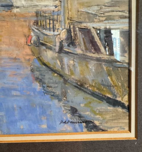PETER RASMUSSEN VIEW OF ST TROPEZ HARBOUR PASTEL ON PAPER - ADDITIONAL PHOTO 7