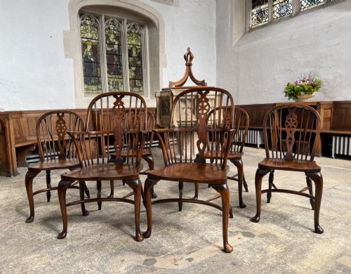 Set of Six Ash & Beech Windsor Chairs stamped AP
