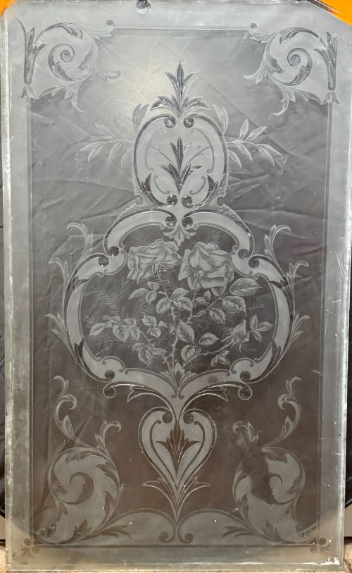 Victorian Acid Etched Reclaimed Window Panel