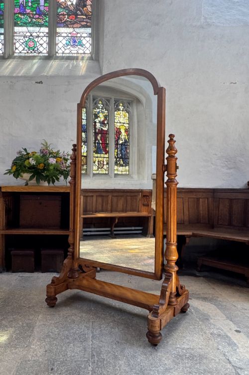 Victorian Satin Birch Cheval Mirror