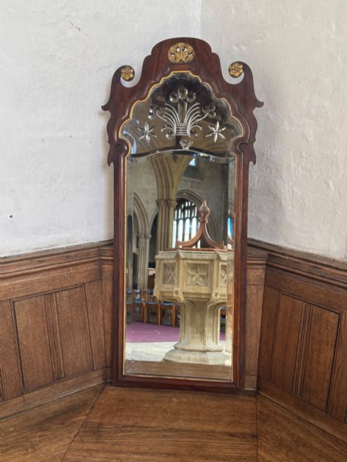 Georgian Style Parcel Gilt Pier Mirror with Reverse Cut Plate