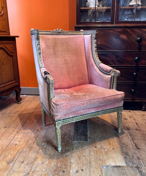 Antique French Louis Xvi Armchair in Original Paint from a French Chateau