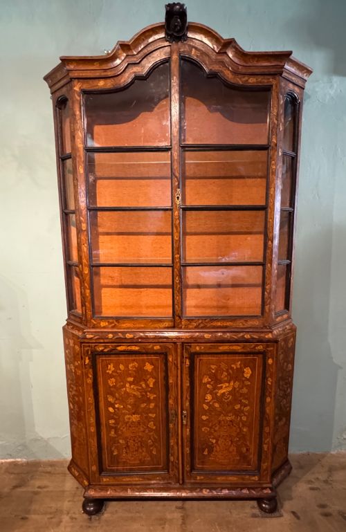 Dutch Marquetry and Walnut Display Cabinet Circa 1800