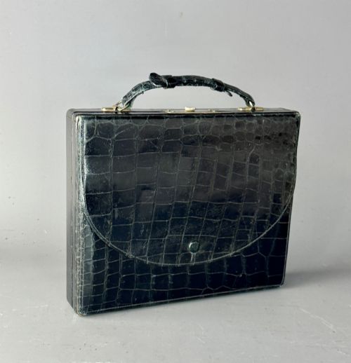 Vintage Art Deco Dunhill London Crocodile Leather Vanity Case