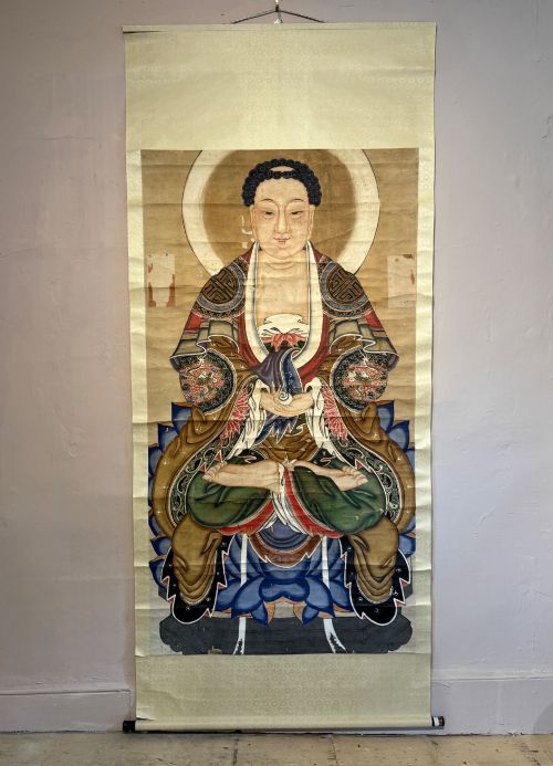 Chinese Hanging Scroll Painting of Buddha Shakyamuni, 19th Century
