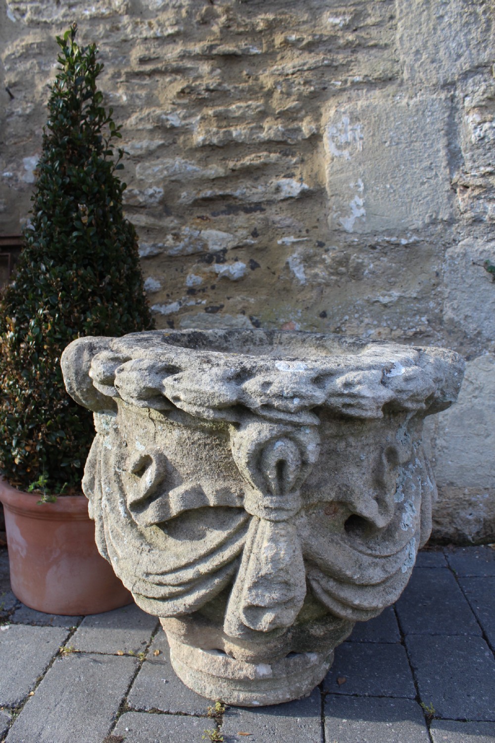 An 18th Century Carved Limestone Garden Urn, possibly Ketton Stone