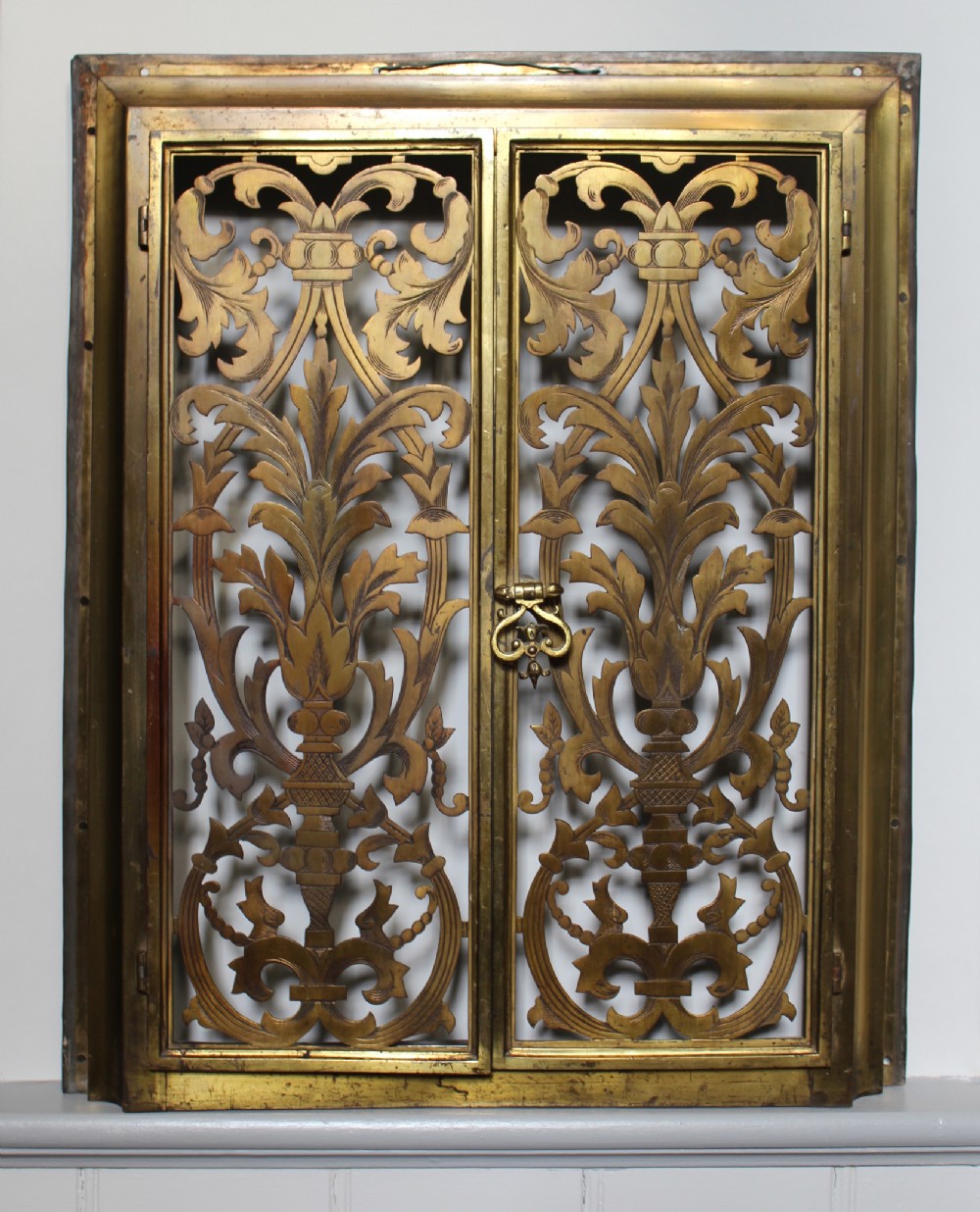 Antique French Pierced & Chased Brass Doors