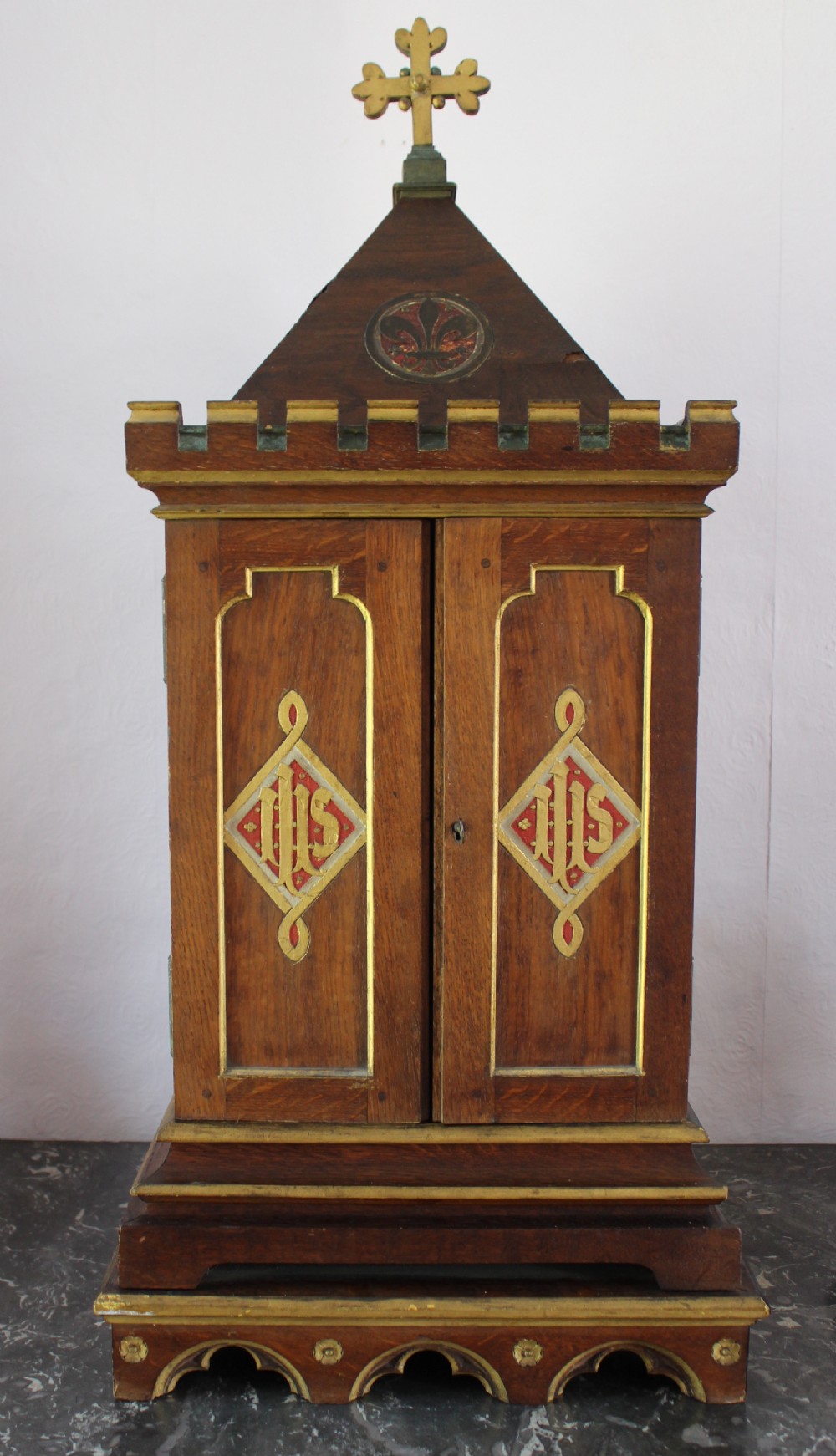 Antique Gothic Ecclesiastical Tabernacle Cabinet circa 1880