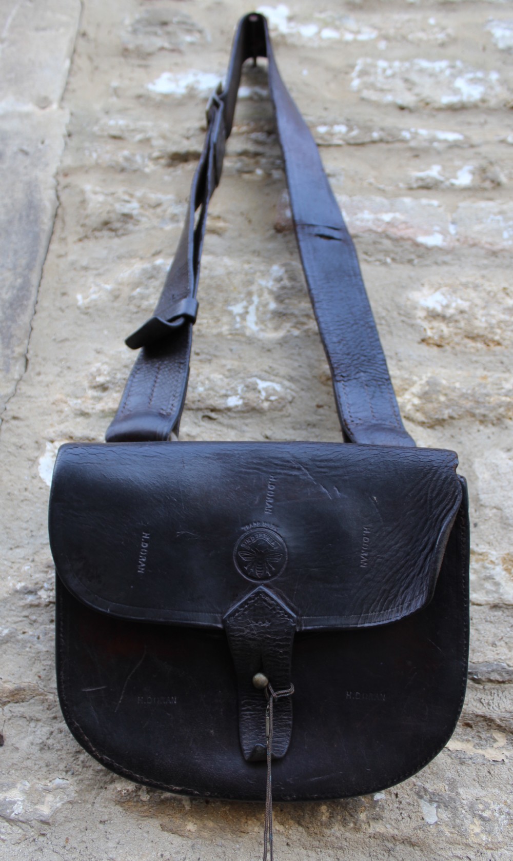 WWI Military Leather Satchel Bag & Dog Tag