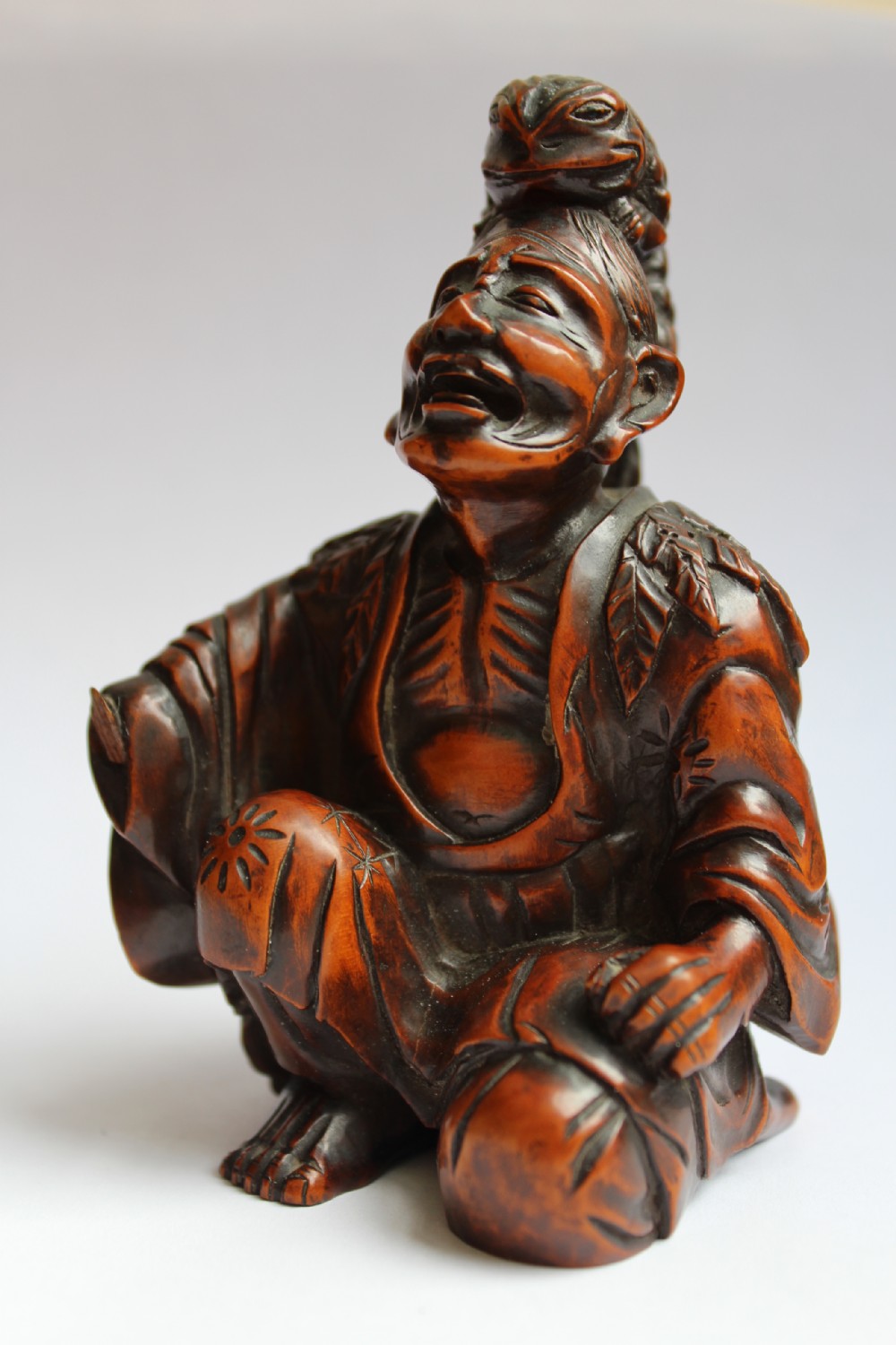 Japanese Meiji Period Okimono Carving of Gama Sennin  