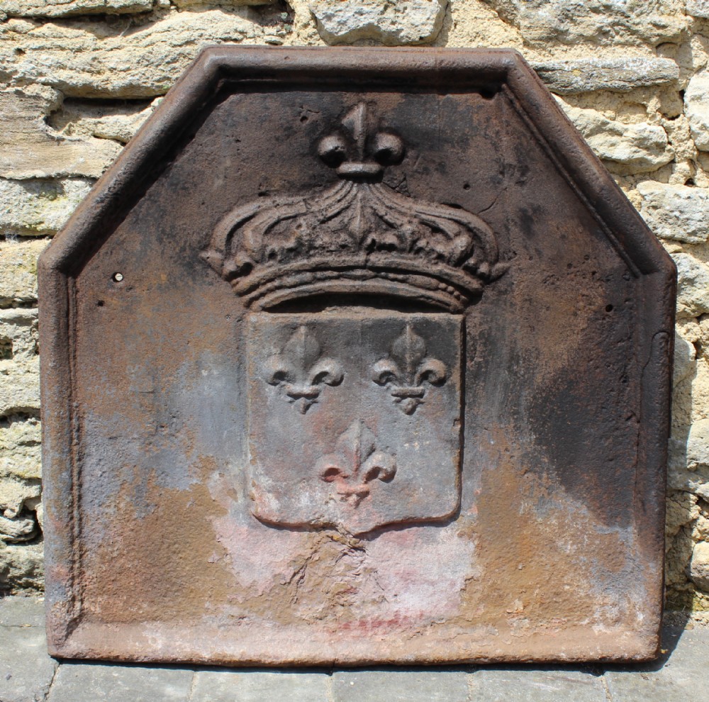 18th Century French Cast Iron Fireback, with Royal Coat of Arms of France