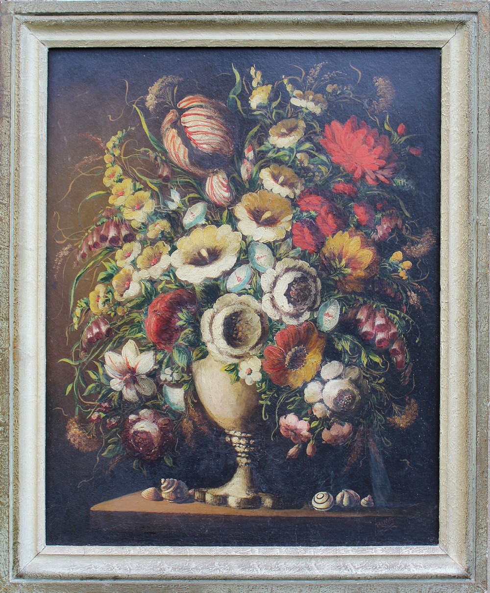 Still Life of a Vase of Flowers in 17th Century Style, Oil on Board, signed RIMA, circa 1950s