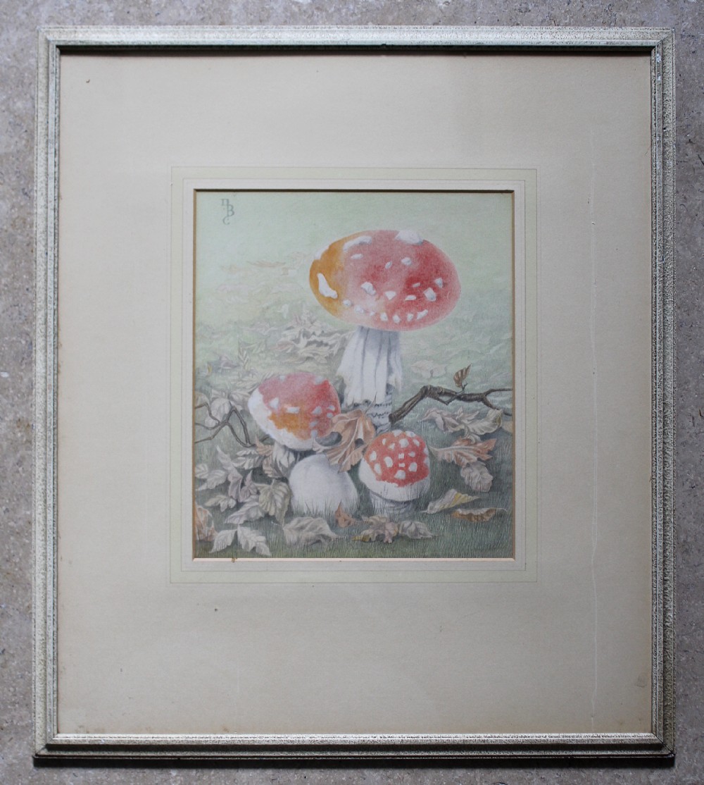 Dorothy Burroughes - Toadstools, Watercolour, Signed with Monogramme