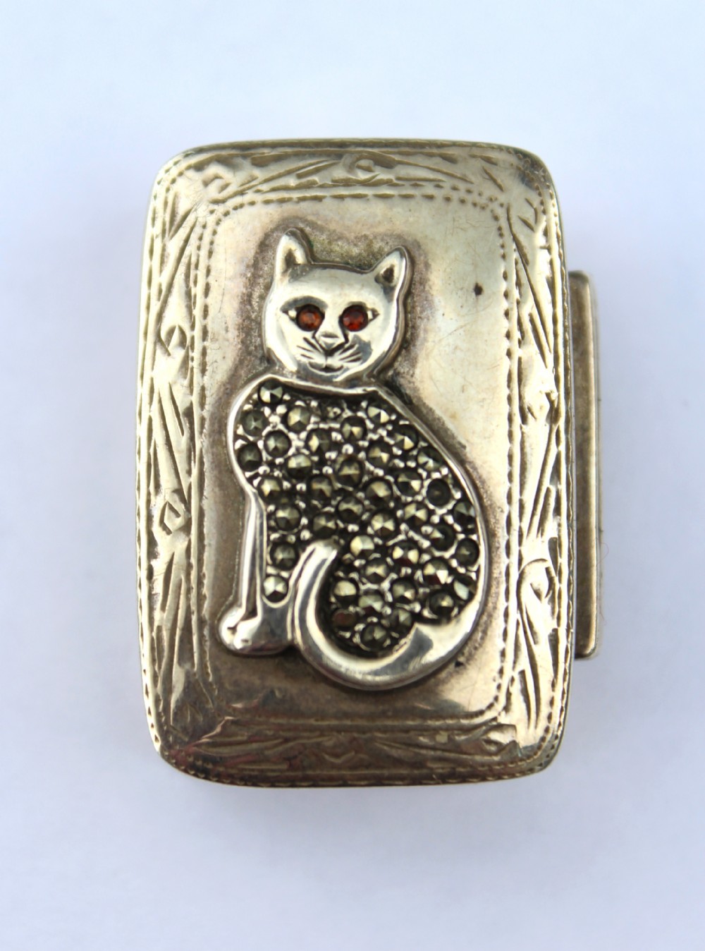 Continental 19th C Silver & Cut Steel Pill Box 