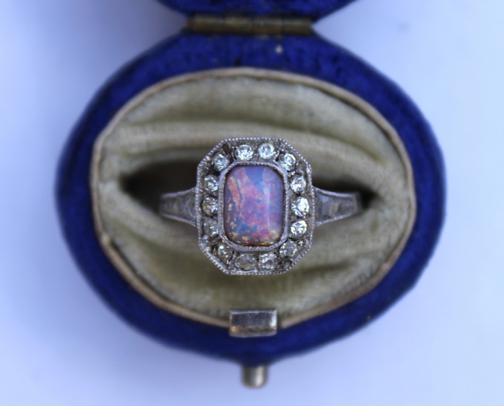 Opal & Diamond Cluster Ring, circa 1930