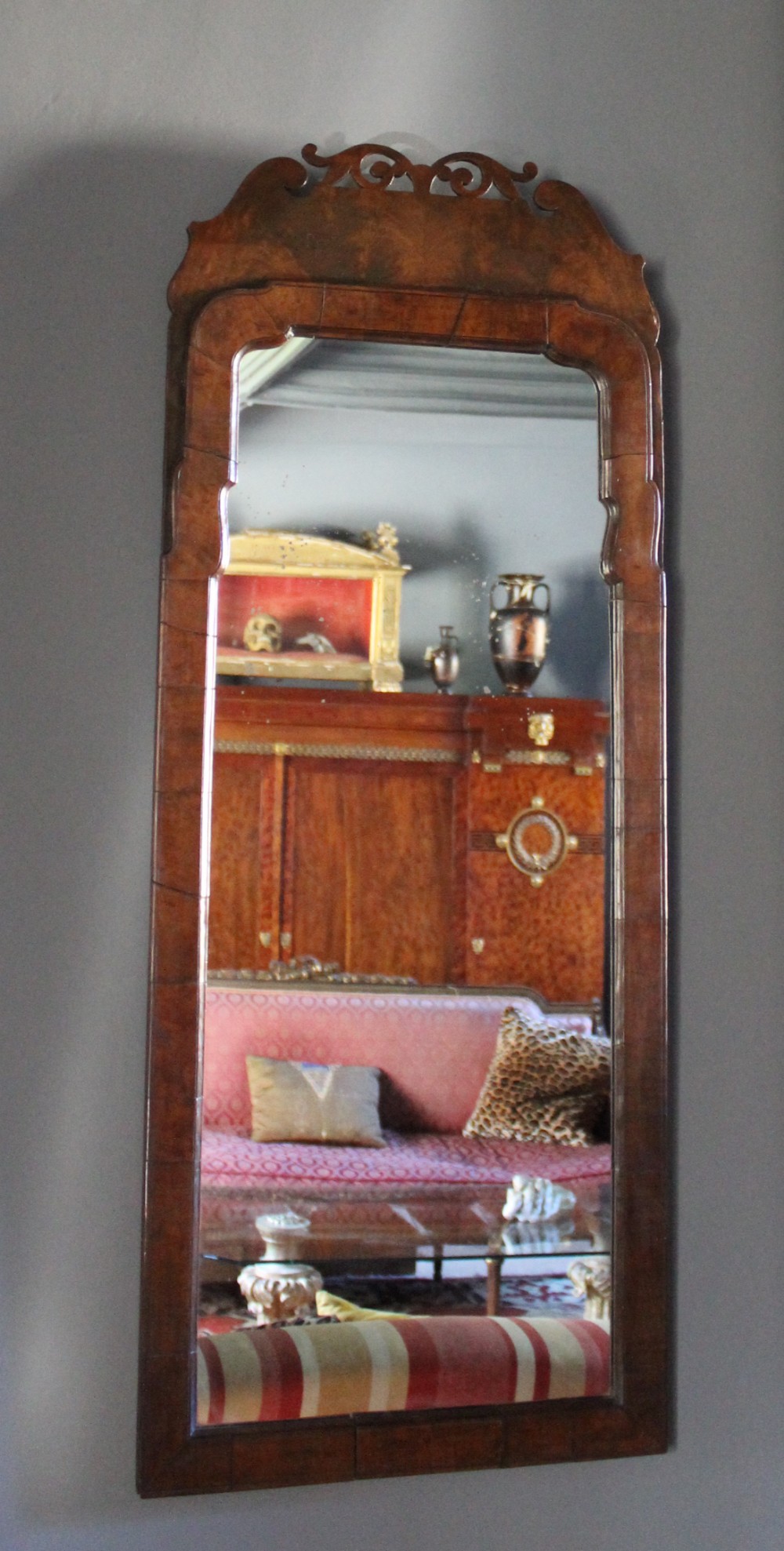 Antique Walnut Pier Mirror in George I Style