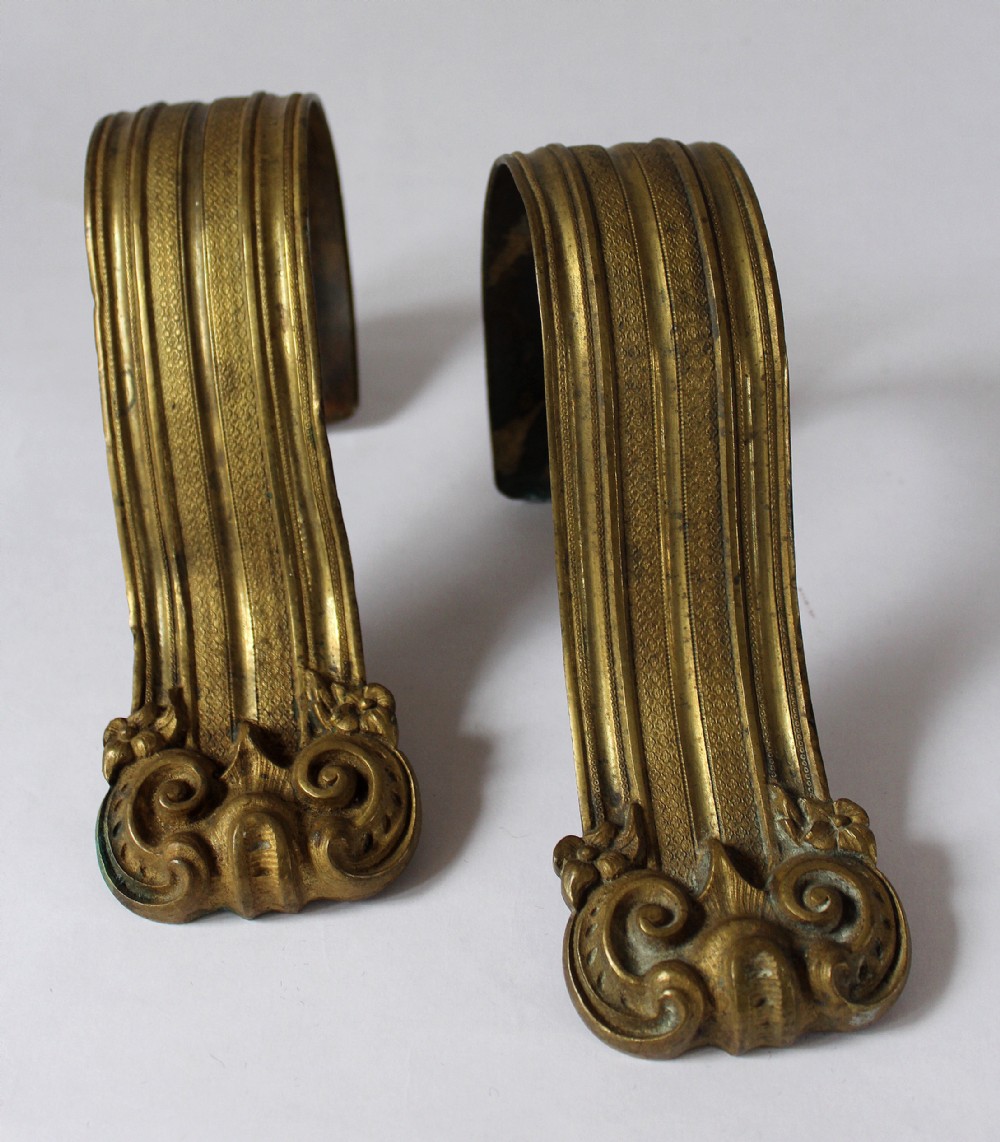 Pair of French Empire Gilt Metal Curtain Tiebacks