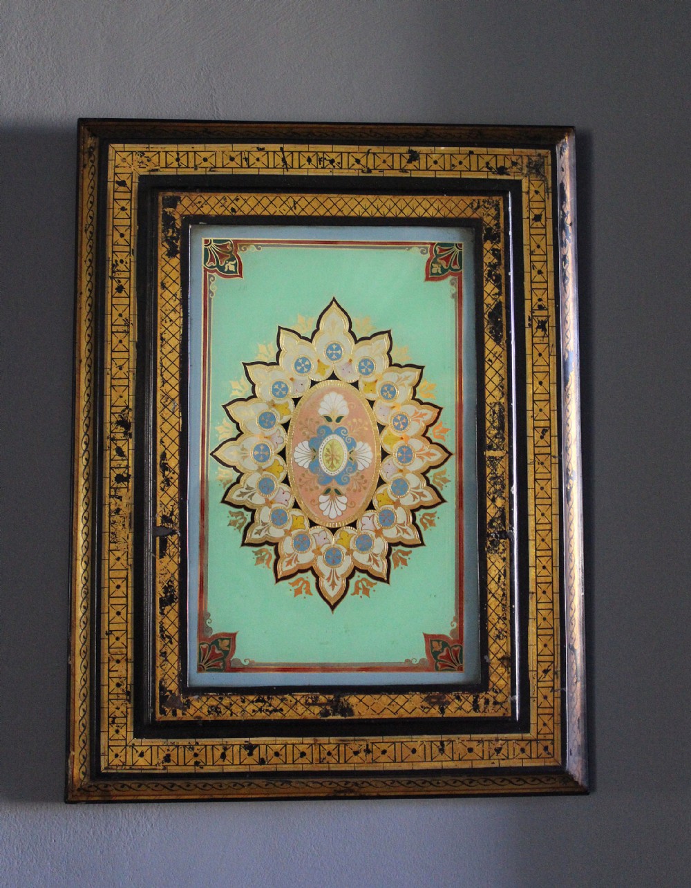 Victorian Glass & Toleware Panel circa 1860