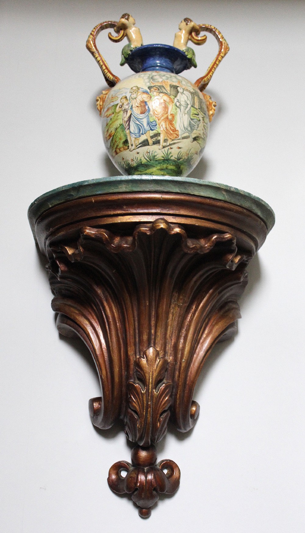 Large Gilt Papier Mache and Faux Marble Wall Bracket