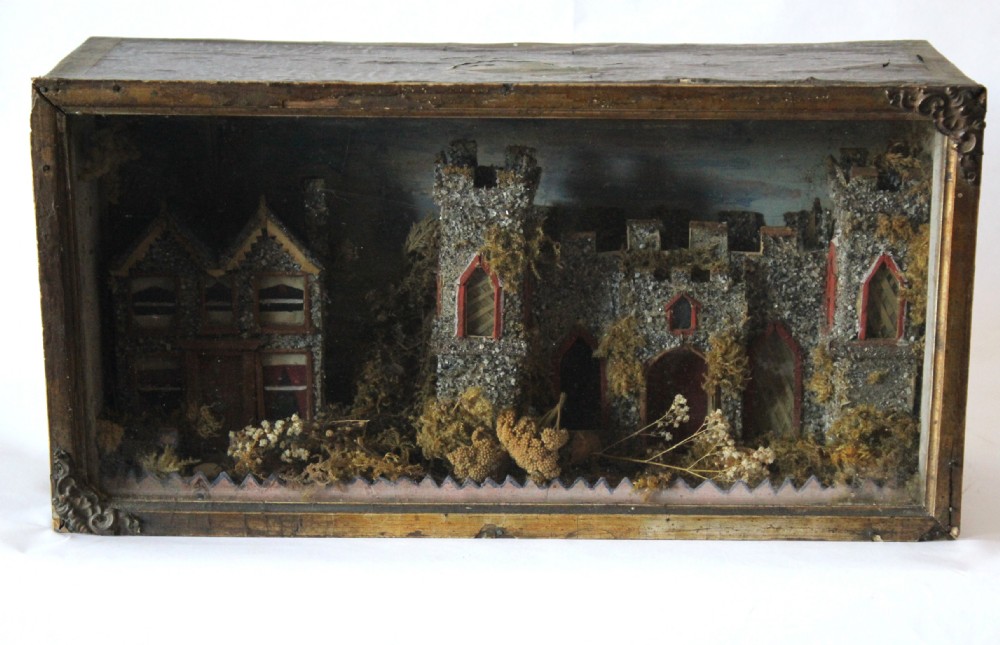 Naive Folk Art Crushed Shellwork Diorama of a Folly