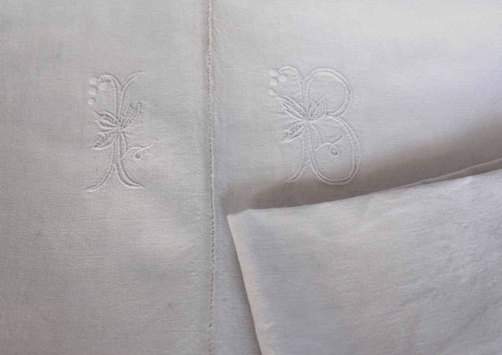 Antique French Monogrammed Dowry Sheet