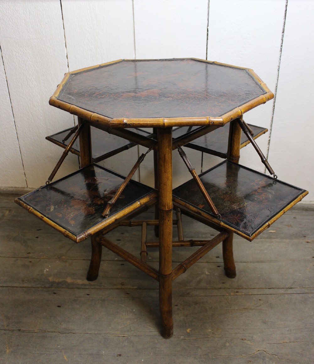 Victorian Japanned Bamboo Folding Side Table