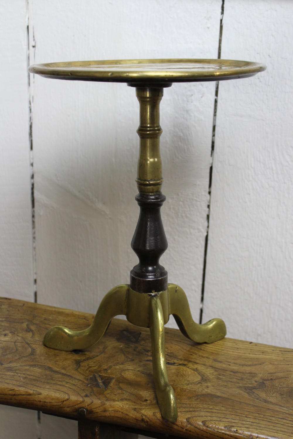 Antique Brass & Iron Trivet in the form of a miniagure Georgian Tripod Table