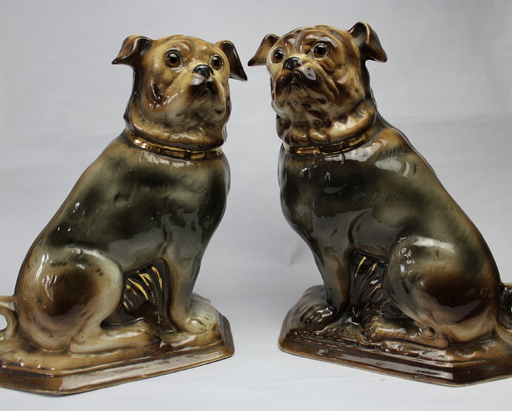 Pair of 'Staffordshire' Bo'ness (Barrowstouness) Pottery Pug Dogs