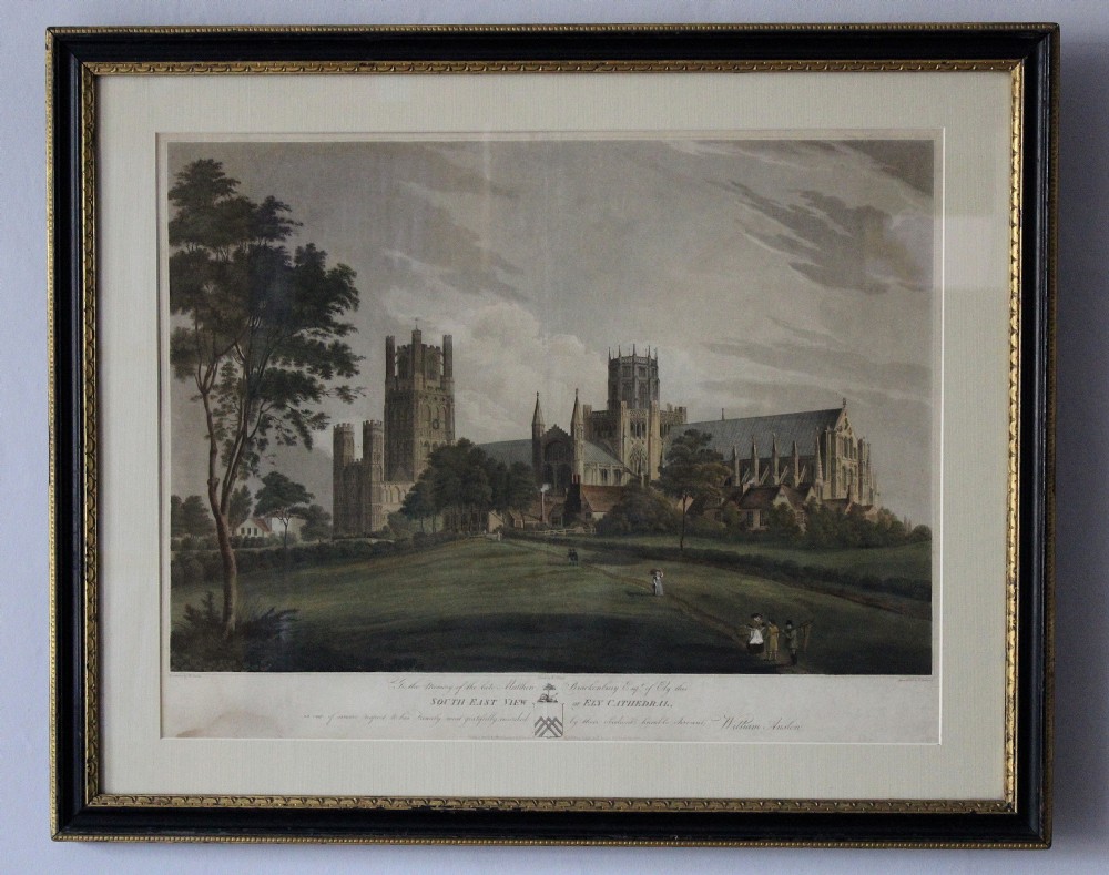 After William Anslow, Hand Coloured Aquatint of Ely Cathedral