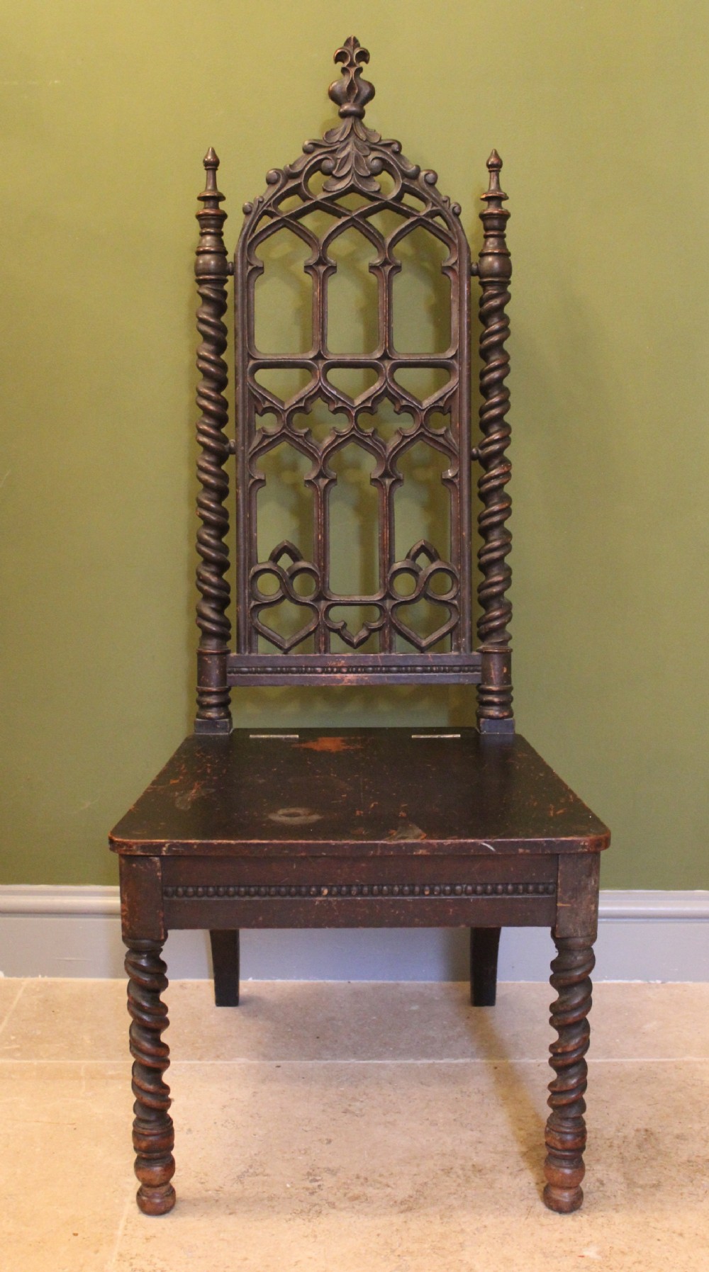 Victorian Gothic Revival Hall Chair circa 1860