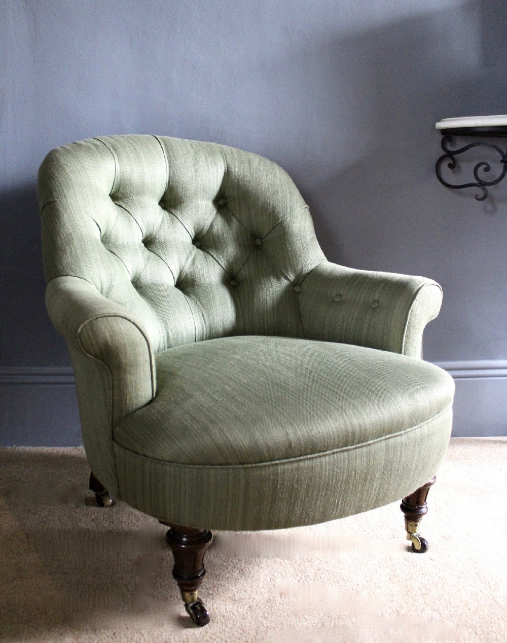 Antique Victorian Button Back Armchair