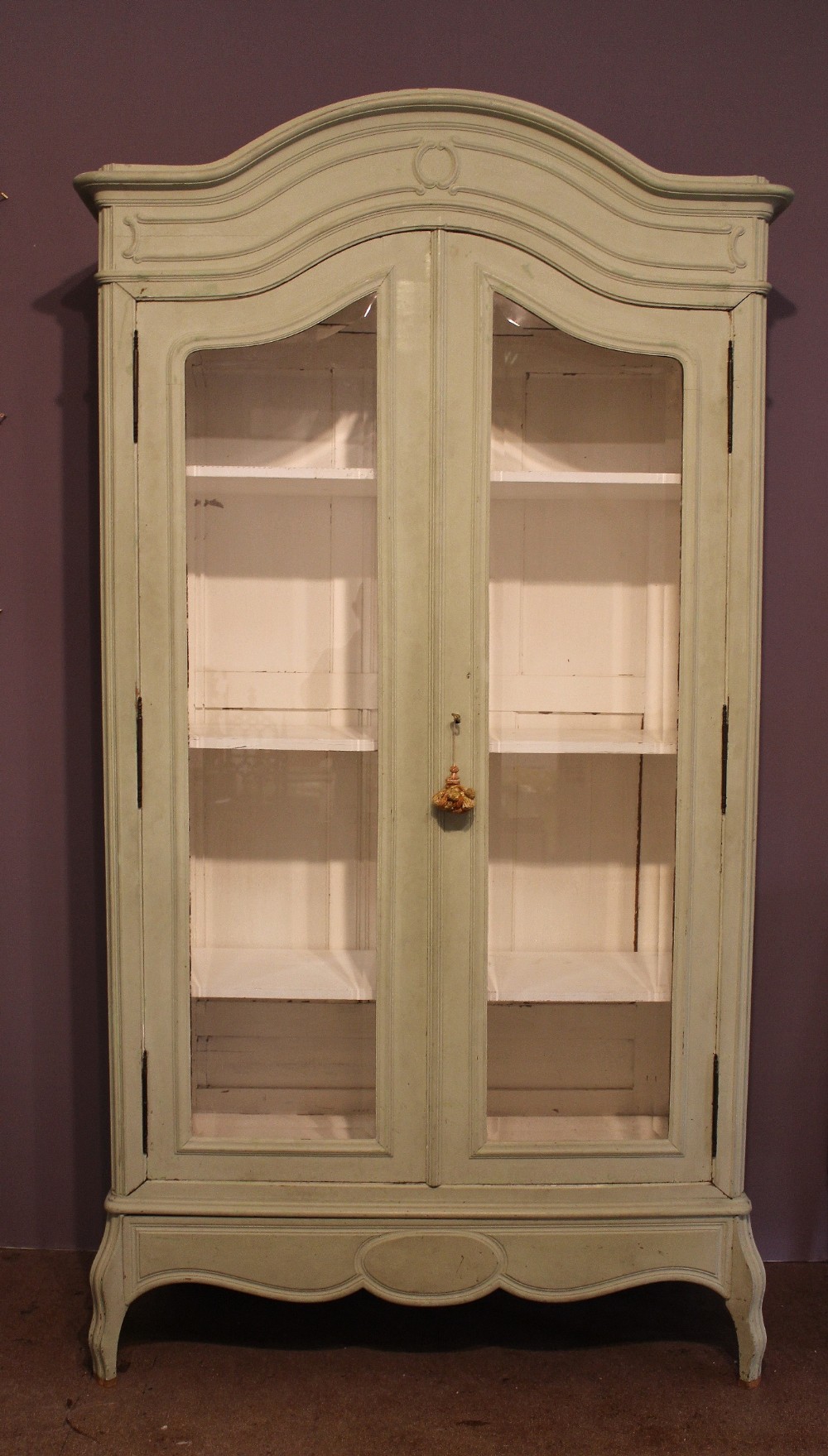 Antique Painted French Glazed Armoire / Cabinet