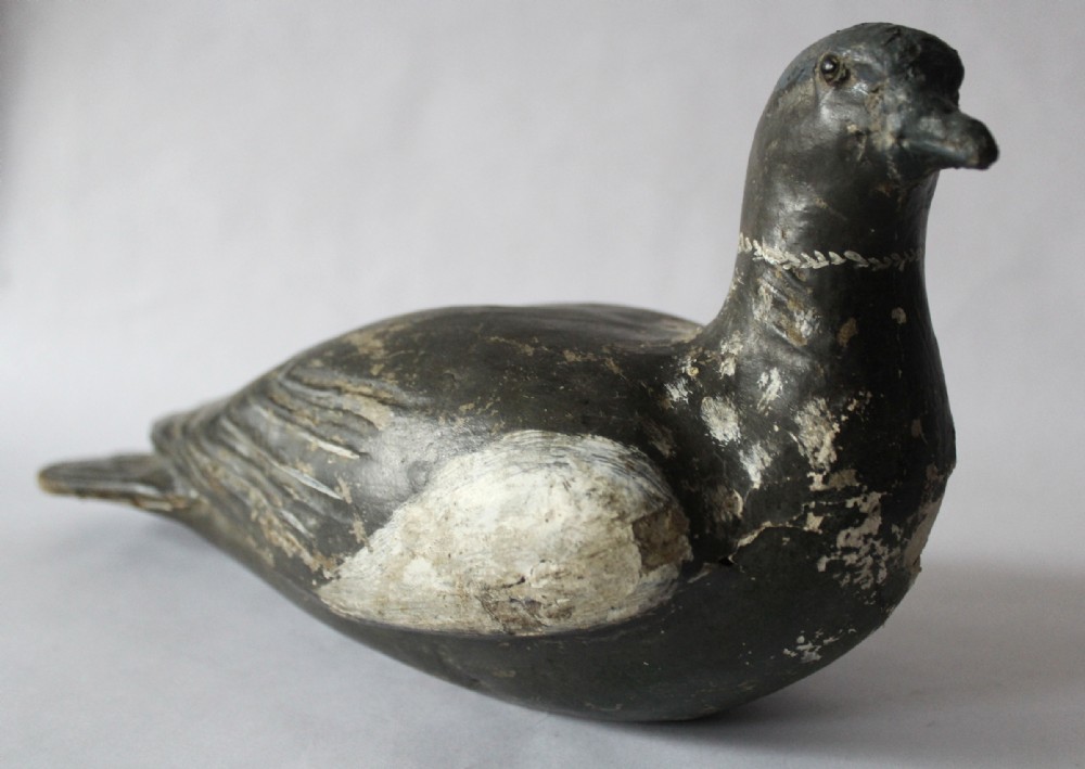 Antique Papier Mache Decoy Pigeon with original hand-painted finish