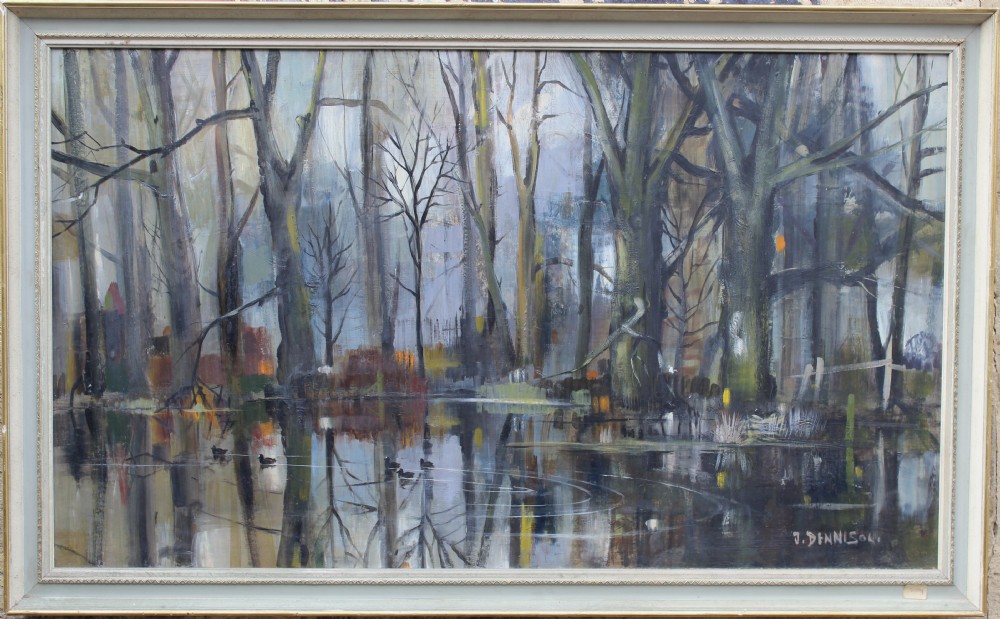 John Dennison, Pool in the Wood, Oil on Board