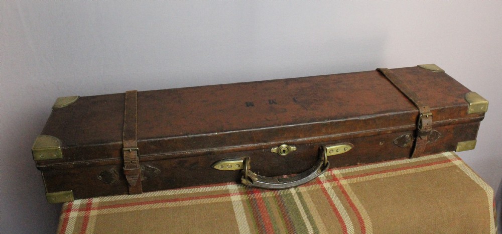 Antique Leather Brass Bound Shotgun case circa 1920