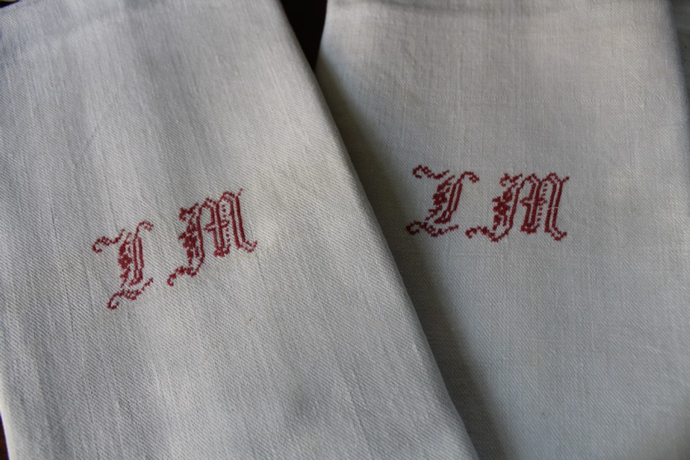 Six Antique French Rustic Linen Napkins